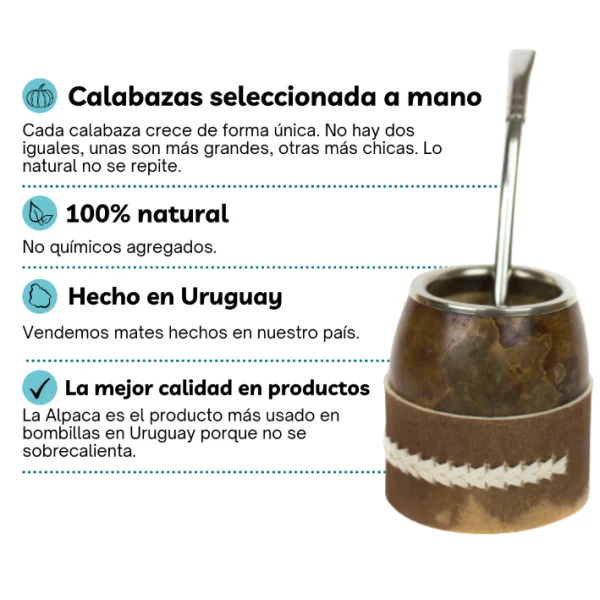 Mate uruguayo con posa mate y bombilla